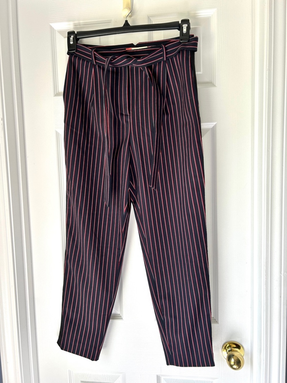Ted Baker Crop Striped High Waisted Trousers navy